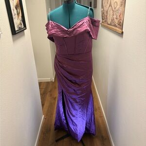 Elegant Purple Off-Shoulder Evening Gown